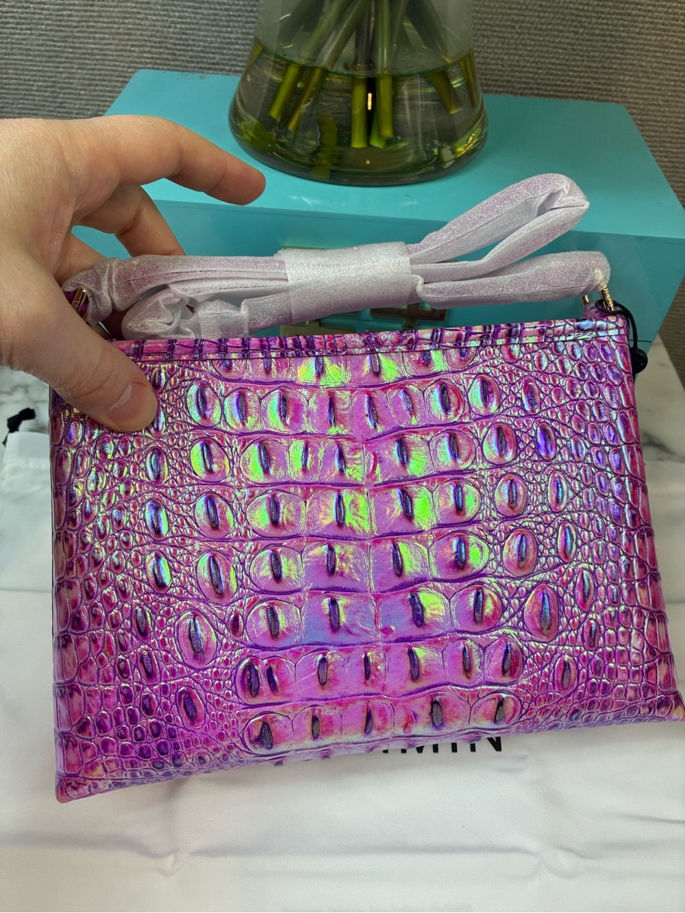 Brahmin Purple Iris Lorelei Iridescent Shoulder Bag - NWT Rare Style 🔥 🔥 - Picture 5 of 8